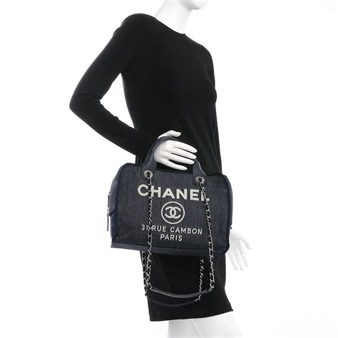 chanel denim bowling bag